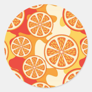 Sticker Rond Rétro motif orange d'agrume