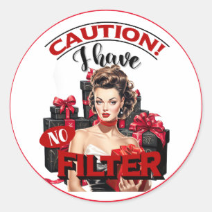 Sticker Rond Retro Noël Pas de filtre Pinceau