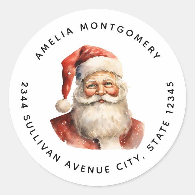 Sticker Rond Retro Noël Père Noël - Adresse (Devant)