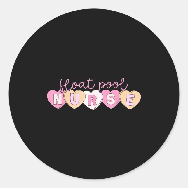 Sticker Rond Retro Nurse Float Ol Valentines Heart Icu Med Surg (Devant)