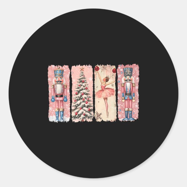 Sticker Rond Retro Nutcracker Ballet Nk Christmas Xmas Vibes Wo (Devant)