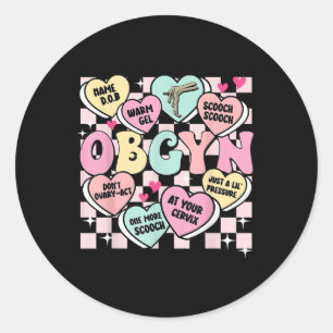 Sticker Rond Retro Obgyn Candy Coeur Valentines Travail &amp; D