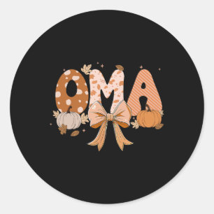 Sticker Rond Retro Oma Coquette Bows Leopard Automne Thankgivin