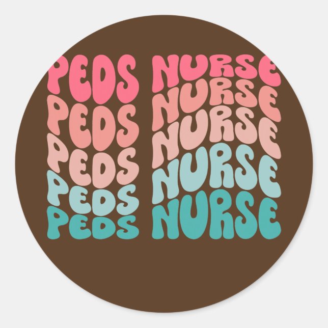Sticker Rond Retro Peds Infirmière pédiatrique PEDS RN (Devant)