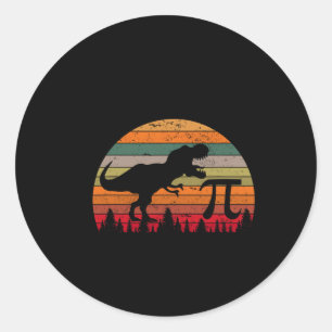Sticker Rond Retro Pi Jour 3.14 Dinosaur Funny Pi Jour Math Tod