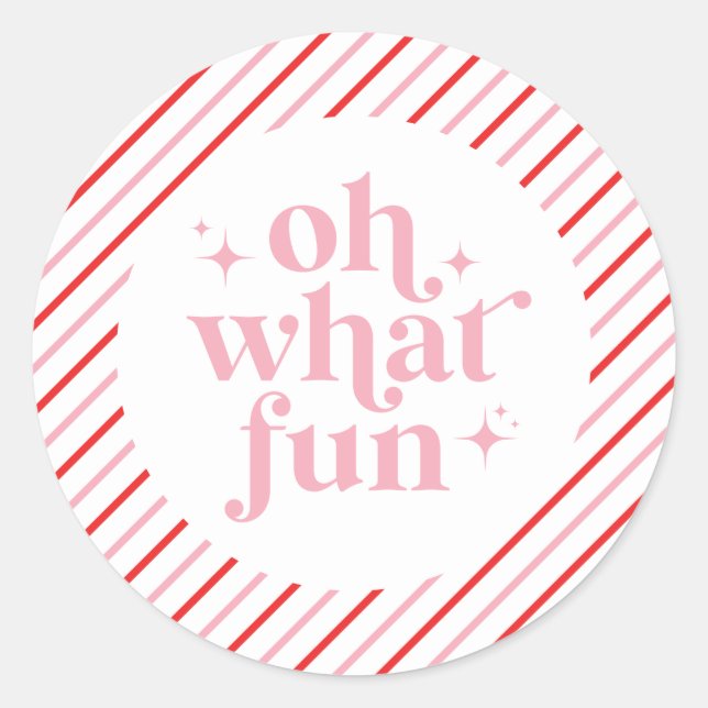 Sticker Rond Retro Pink Oh Quel Amusant (Devant)