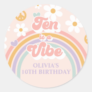Sticker Rond Retro Rainbow ten est un Vibe 10e anniversaire