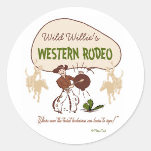 Sticker Rond Rétro 'Rodeo occidental
