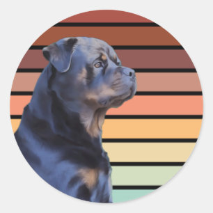Sticker Rond Rétro Rottweiler