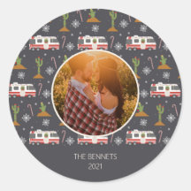 Retro Rv Motorhome Desert Christmas Motif Photo