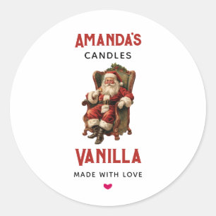 Sticker Rond Rétro Santa Claus Noël Bougie Business