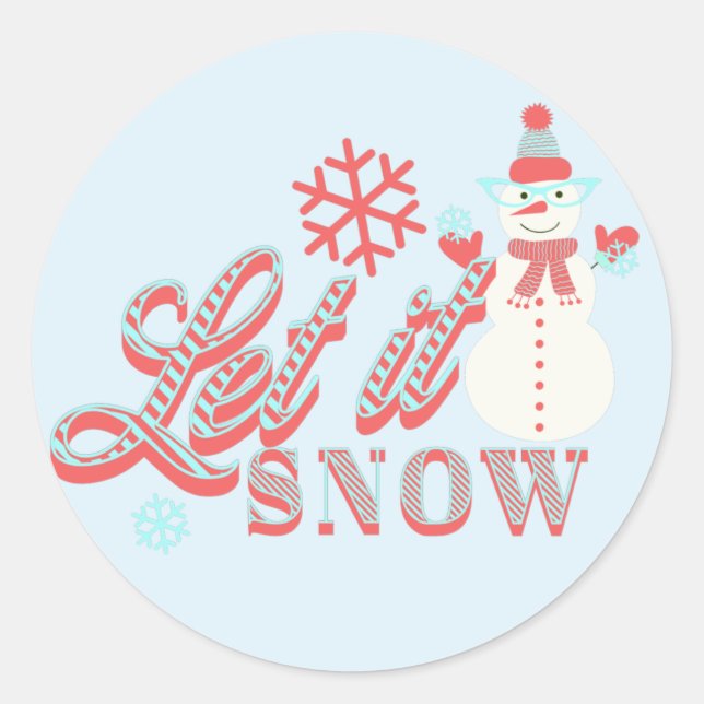 Sticker Rond Retro Snowman Laisser neiger Noël (Devant)