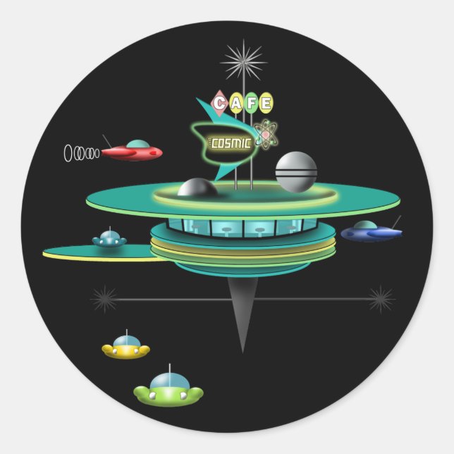 Sticker Rond Retro Space Diner (Devant)