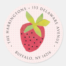 Retro Strawberry Cute Original Art Return Adresse