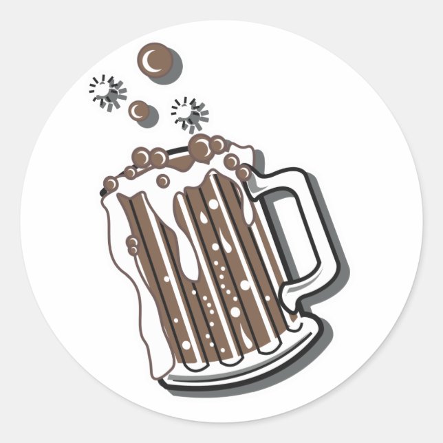 Sticker Rond retro style racine bière graphique (Devant)