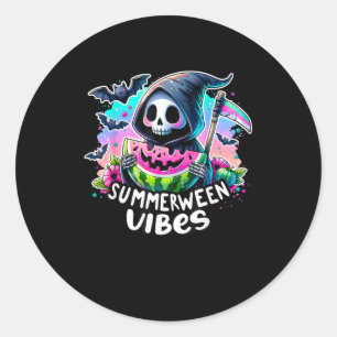Sticker Rond Retro Summerween Vibe Watermelon Ghost Skin été
