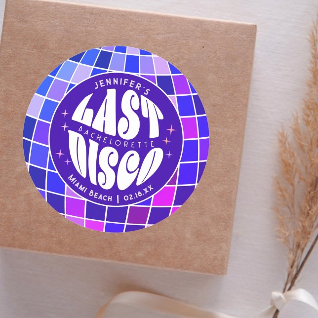 Sticker Rond Retro Super Dernier Disco Bachelorette Weekend Par (Créateur téléchargé)