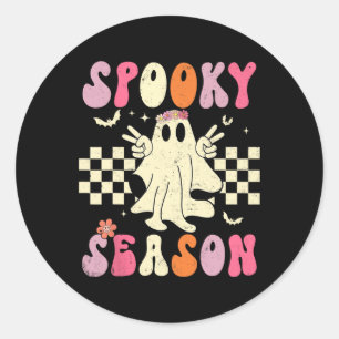 Sticker Rond Retro Super Fantôme Éffrayant saison Ghost Boo Hal