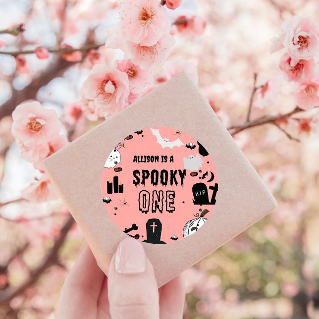 Sticker Rond Retro Super Halloween éffrayant un premier anniver (Créateur téléchargé)