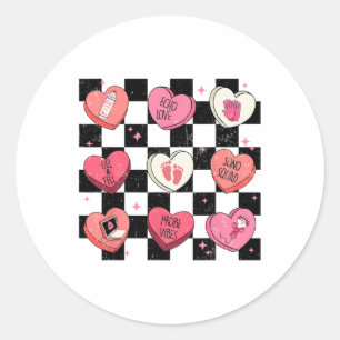 Sticker Rond Retro Super Sonographer Coeur Pour Infirmière Vale
