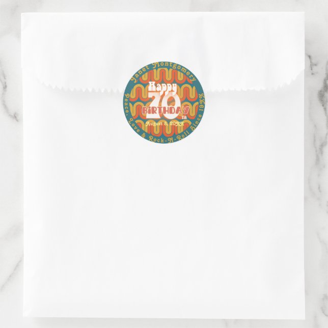 Sticker Rond Retro Super Wave Custom 70e anniversaire (Sac)
