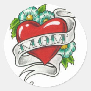 Sticker Rond Rétro tatouage de maman