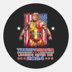 Sticker Rond Retro Trump Funny Lutte Mème Trumpamania 2024