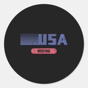 Sticker Rond Rétro Usa 2020 Équipe Américaine Boxe Vintage