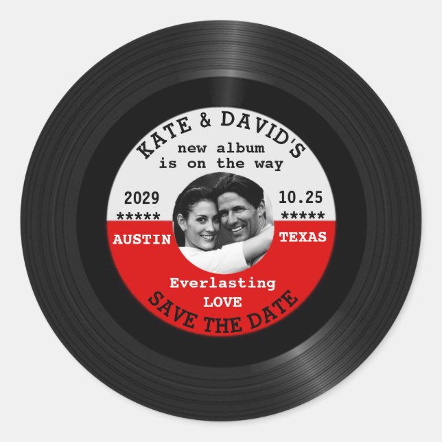 Sticker Rond Retro Vinyl Enregistrer la photo Enregistrer la da (Devant)