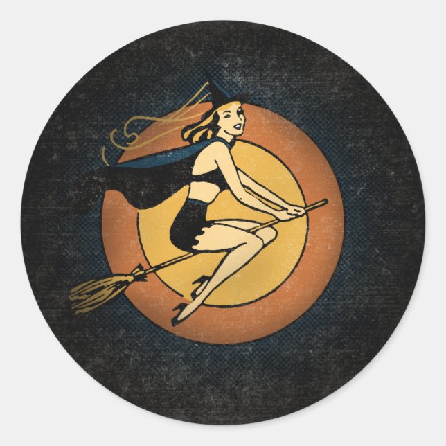 Sticker Rond Rétro Witch (Devant)