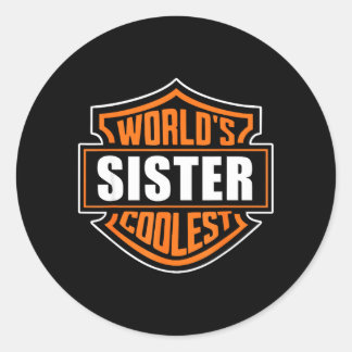 Sticker Rond Retro Worlds Coolest Sister Matching Family