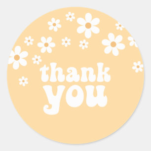 Sticker Rond Retro Young Wild trois Daisy floral 3e anniversair