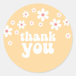 Sticker Rond Retro Young Wild trois Daisy floral 3e anniversair