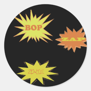 STICKER ROND RÉTRO ZAP ZOWIE BOP