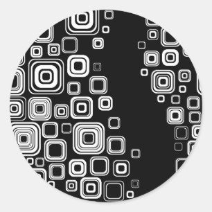 Sticker Rond Rétros carrés noirs et blancs