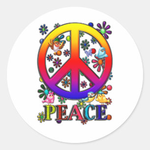 Sticker Rond Rétros oiseaux et fleurs modernes des textes de