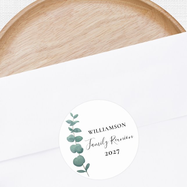 Sticker Rond Réunion de famille Eucalyptus moderne (Créateur téléchargé)