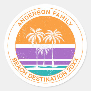 Sticker Rond Réunion de famille personnalisée sur un palmier de