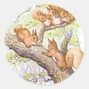 Sticker Rond Réunion des écureuils