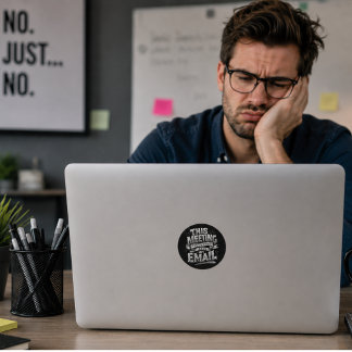 Sticker Rond Réunion d'humour de bureau pourrait être une typog
