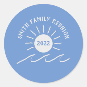 Sticker Rond Réunion en famille - Extérieur - Soleil à la plage