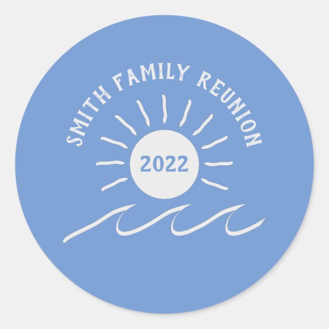 Sticker Rond Réunion en famille - Extérieur - Soleil à la plage (Devant)