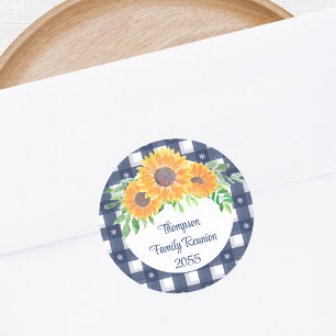 Sticker Rond Réunion personnalisée de la famille des tournesols