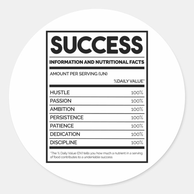Sticker Rond Réussite des faits nutritionnels (Devant)