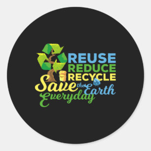 Sticker Rond Réutilisation du jour des terres Réduire le recycl