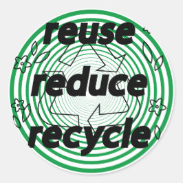 Sticker Rond Réutiliser Réduire la recyclage Vert & Blanc