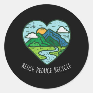 Sticker Rond Réutiliser Réduire le recyclage Jour des terres éc