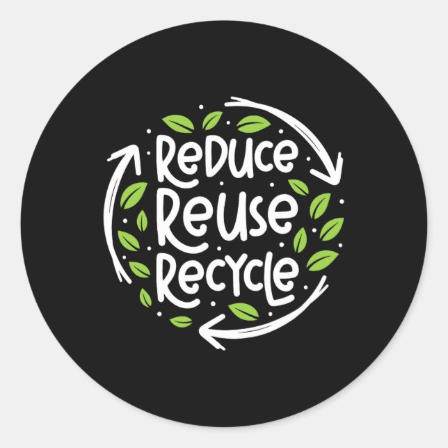 Sticker Rond Réutiliser Réduire Recycle Enregistrer Jour des te (Devant)