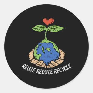 Sticker Rond Réutiliser Réduire Recycle Enregistrer Jour des te