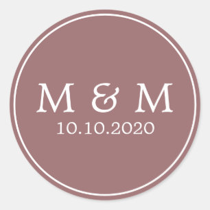 Sticker Rond Rêve d'automne   Monogramme classique Mariage